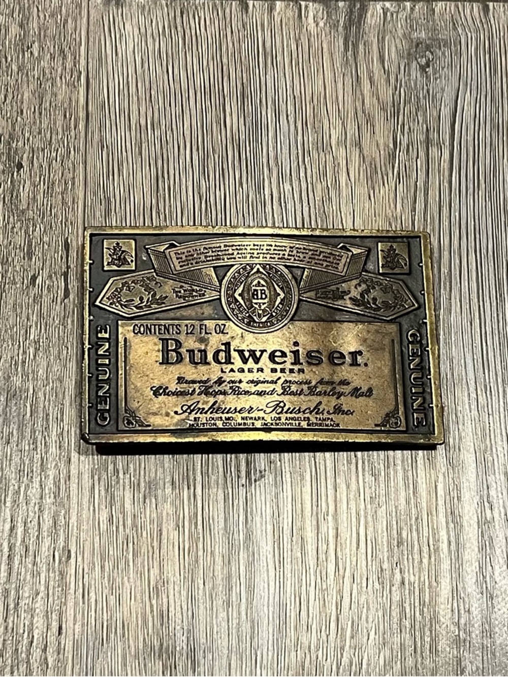 Vintage Brass Budweiser Belt Buckle A-168
